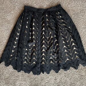 HYPR Black Lace & Cream Underlay Midi Circle Skirt, Women’s L, 96369